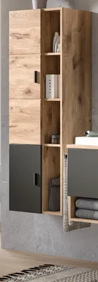 Produktbild von Bad Midischrank "Oderzo" in Eiche und grau Hängeschrank mit Soft-Close