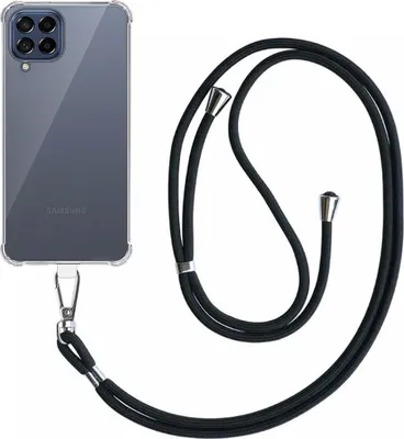 Zdjęcie produktu dla Etui na telefon Smartphonica do Samsung Galaxy M53 przezroczyste, odporne na wstrząsy z odłączanym uniwersalnym przewodem telefonicznym - silikonowe, odporne na wstrząsy etui typu backcover ze smyczą