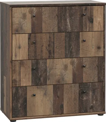 Zdjęcie produktu dla Kommode >TEMPRA2< 4 Schubladen, in Old – Wood Vintage - 73,7x85,5x34,8cm (BxHxT)