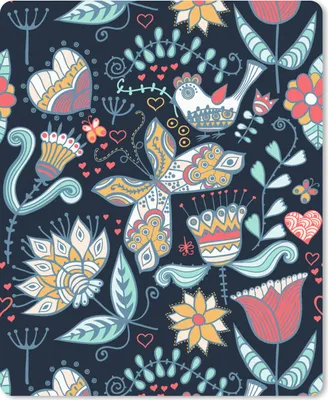 Produktbild von MuchoWow® Mauspad Mousepad Schmetterling - Vogel - Blume - Muster 19x23 cm - Mousepads - Maus Mat - Pad - Mausunterlage - Mauspads - Spielen