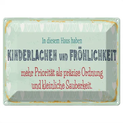 Produktbild von Blechschild Wandbild in : Brillante Farben, Größe 30 x 40 cm Motiv Blechschild Spruch 40x30cm Kinderlachen und Fröhlichkeit