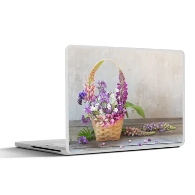 Produktbild von MuchoWow® Laptop Aufkleber Sticker Cover Korb - Blumen - Stilleben 31x22.5 cm - Laptop-Deko