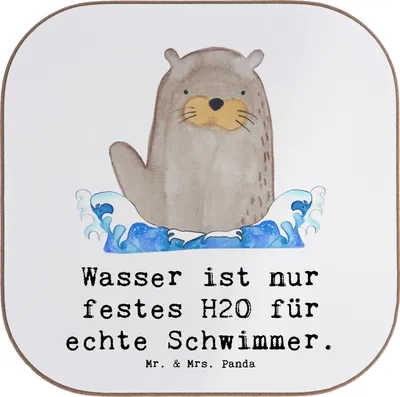 Produktbild von Mr. & Mrs. Panda Untersetzer Glas Schwimmen Abenteuer - Weiß - Geschenk, Schwimmfreunde, Ausdauer, Teamsport, Technik, Sportler Geschenke, für Gläser, Coaster, Sportart