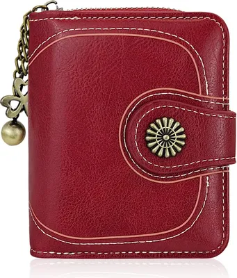 Produktbild von Kleine Damen-Lederbrieftasche - Rot, mit ID-Fenster und abnehmbarem Anhänger
