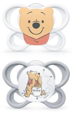 Image de Tétines Nuk en silicone pour bébés de 0 à 6 mois, Winnie l'ourson, lot de 2