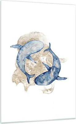 Produktbild von Bilder auf glas - Einteilig - Wal Aquarell Gold - 70x100cm - Glasbilder - Wandbilder - Bilder - zum Aufhängen bereit - Wanddekoration aus Glas - Glas Bilder - Wandbild auf Glas - GPA70x100-4150
