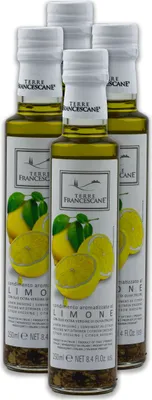 Produktbild von Food-United Zitronen-Öl 4x250ml von TERRE FRANCESCANE Extra Natives Olivenöl mit Zitronen-Aroma Premium-Dressing-Öl aus Italien für Feinschmecker-innen und mediterrane Küche