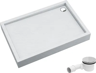 Produktbild von AQUABAD Duschwanne/Duschtasse Elegana mit LeakProtect Technologie White Stone 90x120cm Rechteck, inkl. Ablaufgarnitur / Siphon A49CR