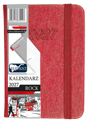 Obrázek produktu pro Knižní kalendář Rock A7, týdenní, červený, rok 2027