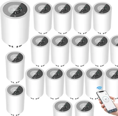 Produktbild von 20X Smart Heizkörperthermostate Thermostatventil Heizkoerperventil APP-Steuerung Kompatibel mit Alexa Google Assistant Kindersicherung Thermostat Heizung LED-Anzeige,Weiß