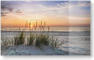 Produktbild von DEQORI Frühstücksbrett Glas 23x14 cm 'Sonnenuntergang am Strand' Schneidebrett Platte