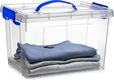 Produktbild von Aufbewahrungsbox mit Deckel - transparent blau - 11 Liter - 34 x 24 x 21 cm - Kunststoff