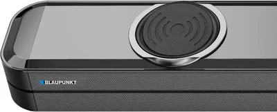 A close-up, studio shot of a Blaupunkt soundbar.