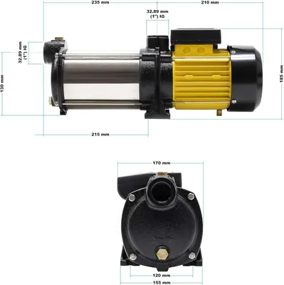 Image de Pompe centrifuge multi-étages - Pompe à eau - Pompe pour usage domestique - Pompe de jardin - Pompe à eau de pluie - 900 W et 6600 L/h