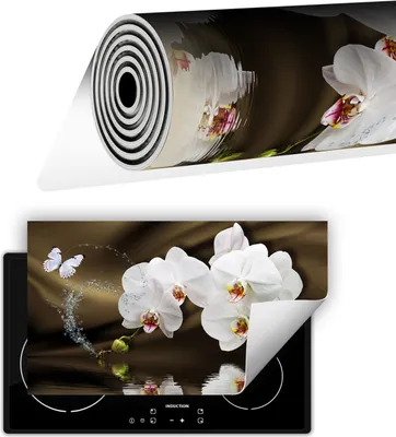Produktbild von Herdabdeckplatte abdeckung Glaskeramikkochfeld abdeckplatte 90x52 cm Anti Rutsch Matte Aufrollbar, Orchidee