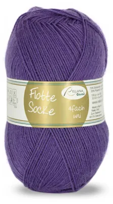 A ball of purple yarn with a label wrapped around it.