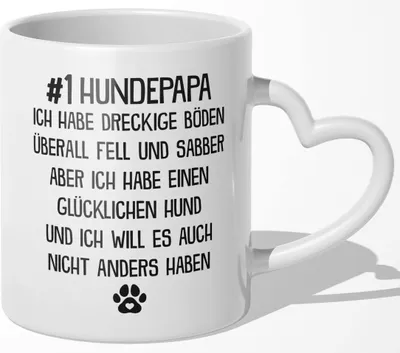 Produktbild von 22Feels Bester Hundepapa Tasse Hund Herrchen Geschenk Hundeliebe Welpe Kaffeetasse Männer Geburtstag Weihnachten (Herzhenkel Weiss)