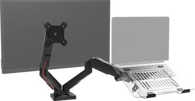 Produktbild von Doppelständer für PC und Laptop | Ergonomischer Aluminium-Ständer für 2 Bildschirme | VESA-kompatibel 13"-24"
