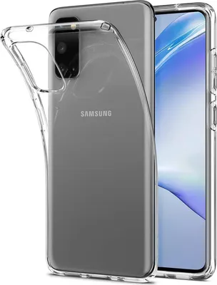 A clear phone case is shown on a Samsung phone.