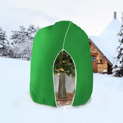 Image de Housse de protection hivernale pour plantes en pot, couleur verte, dimensions 160 x 180 cm