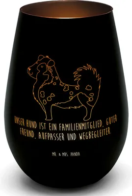 Produktbild von Mr. & Mrs. Panda Laterne Hund Australien Shepherd - Schwarz - Geschenk, Teelichthalter Glas, Kerzenglas, Familie, Kerzenhalter, Sprüche, Spruch, Windlicht
