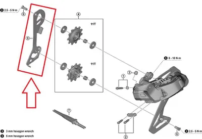 Immagine prodotto di Guida catena interna SHIMANO per deragliatore posteriore RD-U8050 SGS, compatibile con serie 8050.