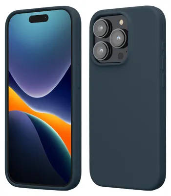 Produktbild von kwmobile Handyhülle für iPhone 15 Pro Hülle, für iPhone 15 Pro Case - Hülle Silikon - kabelloses Laden - Dunkler Schiefer