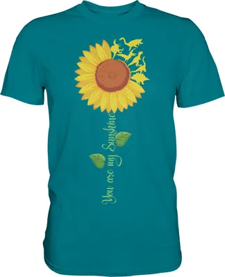 Produktbild von Dino Sonnenblumen T-Shirt Garten Dinosaurier Motiv Gärtner Geschenk – Diva Blue / M