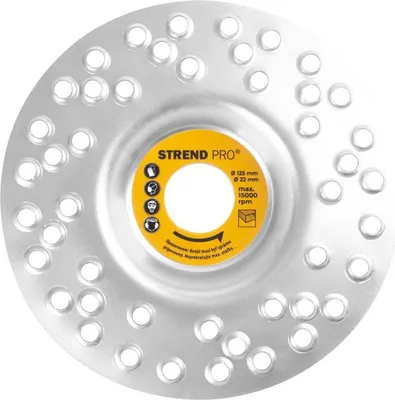Obrázek produktu pro Strend Pro kotouč, 125 mm, brusný kotouč na dřevo, s otvory, pro úhlové brusky