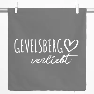 Produktbild von Huuraa Kissenbezug Gevelsberg verliebt 40x40cm Steel Grey Baumwolle Dekokissenbezug Geschenkidee