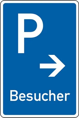 Produktbild von Schild I Parkplatzschild Besucher mit Pfeil rechts, Aluminium RA0, reflektier...