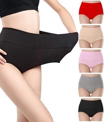 Immagine prodotto di Slip da donna in cotone con vita alta, confezione da 5 pezzi, taglia L