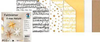 Produktbild von URSUS Faltblätter „X-mas Nature“ 50 Blatt, Papier, Mehrfarbig, Muster, Quadratisch, 80 g/m², Erwachsene/Kinder