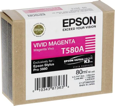 Zdjęcie produktu dla Epson Wkład atramentowy Vivid Magenta T580A00, Wyrazisty karmazyn, Tusz na bazie pigmentu, 80 ml, 1 szt.