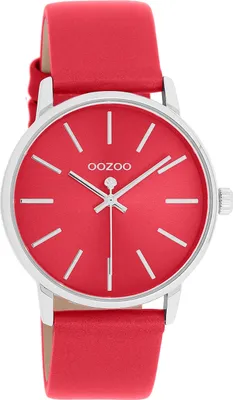 Produktbild von Oozoo Damen Lederarmband Uhr Timepieces rot Analog Quarzuhr UOC11461