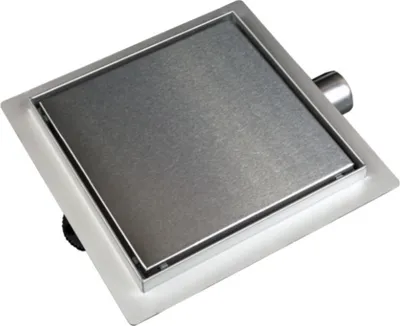 Produktbild von BADLAND Quadrat Duschrinnen Edelstahl SQ-DRAIN 15x15 cm in Silber, Abfluss Befliesbar 2in1 | Komplettset Bodenablauf