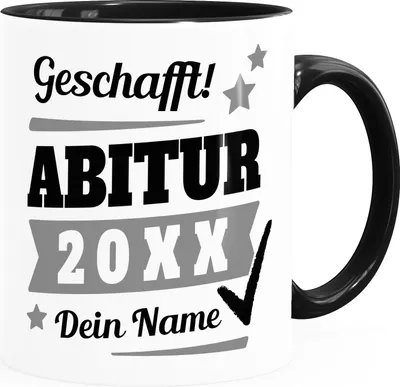 Produktbild von SpecialMe® Tasse Abitur Abi mit Name und Jahr personalisiert Geschenk Abiturient Schulabschluss Tochter Sohn Inner-Schwarz Keramik-Tasse