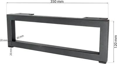 Produktbild von Schwarzes Rechteck Möbelbein – Robuste Metall Möbelfüße für Schrank, Kleiderschrank & Sofa | H: 120 mm, B: 350 [2 Stück]