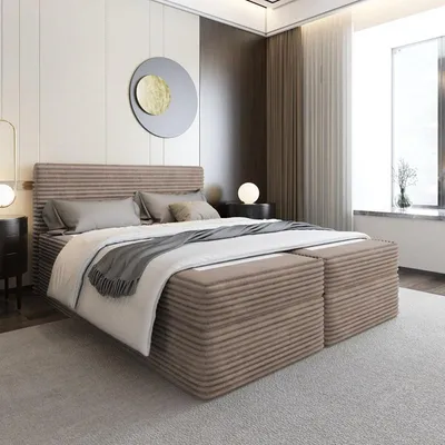 A bedroom scene featuring a bed.