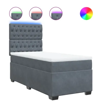 Produktbild von Boxspringbett mit Matratze Dunkelgrau 100x200 cm Samt
