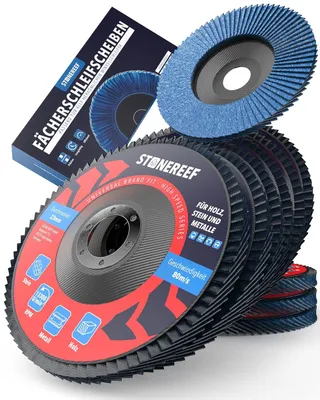 Produktbild von 10 Stück] Fächerscheiben 125 mm – Korn 40 – Schleifscheiben aus Zirkonkorund – Lamellenscheiben für Winkelschleifer 125 mm – Metall & Edelstahl