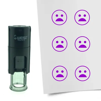 Obrázek produktu pro CombiCraft Stamp Smiley Shocked 10mm kulatá - fialový inkoust