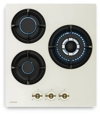 Gasherd 45 cm, 3 Brenner, 6050 W, Retro-Design, creme