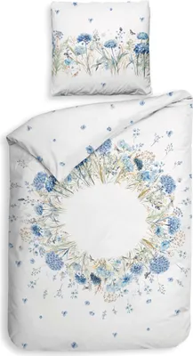 Produktbild von Heckett and Lane Mikaela Bettwäsche 135 White Bettwäsche 1 x Bettbezug 135x200 + 1 x Kopfkissenbezug 80x80 White Geblumt weiß