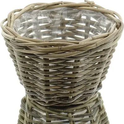 Produktbild von VAN DER LEEDEN Rattan Übertopf Grau konisch mit Folienauskleidung Ø 28 cm