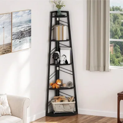 Produktbild von YITAHOME Eckregal 5 Ebenen, Eck-Bücherregal, 160cm Standregal Lagerregal, Schwarz