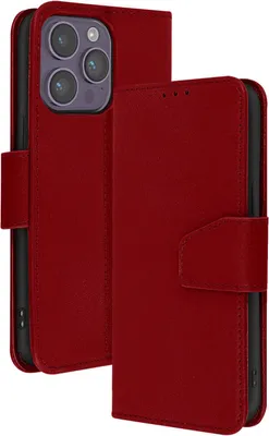 Zdjęcie produktu dla Avizar, skórzane etui Premium na iPhone'a 14 Pro z funkcją podstawki, czerwone