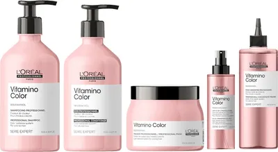 Produktbild von Loreal Vitamino Color Shampoo 500ml + Loreal Vitamino Color Conditioner 500ml + Loreal Vitamino Color Mask 500ml + Loreal Vitamino Color 10in1 190ml + Loreal Vitamino Color Acidic Treatment 400ml NEW