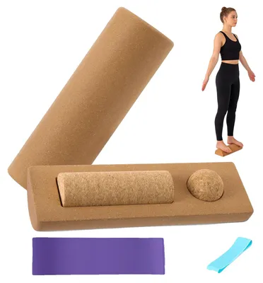 Produktbild von Kork-Yogablock, 23 x 15 x 8 cm, bis zu 136 kg Tragfähigkeit, geeignet für Yoga und Pilates, umweltfreundliches Material, leichtes Design