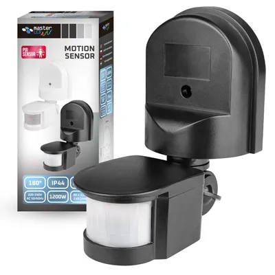Obrázok produktu pre MasterLED PIR vonkajší detektor pohybu IP44 180° 5-12 m nastaviteľný 1200 W čierny